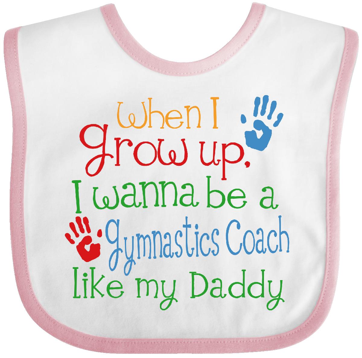 gymnastics coach like daddy baby bib white/pink one size