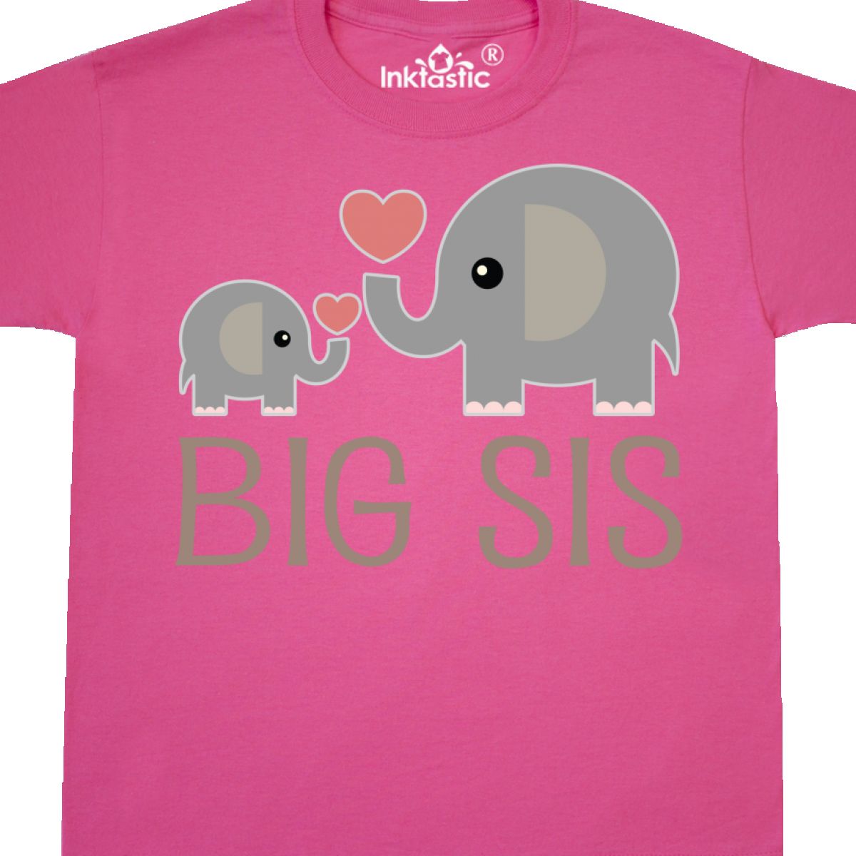 Inktastic Big Sis Elephant Youth T-Shirt Kids Sister Siblings Cute Girls Childs