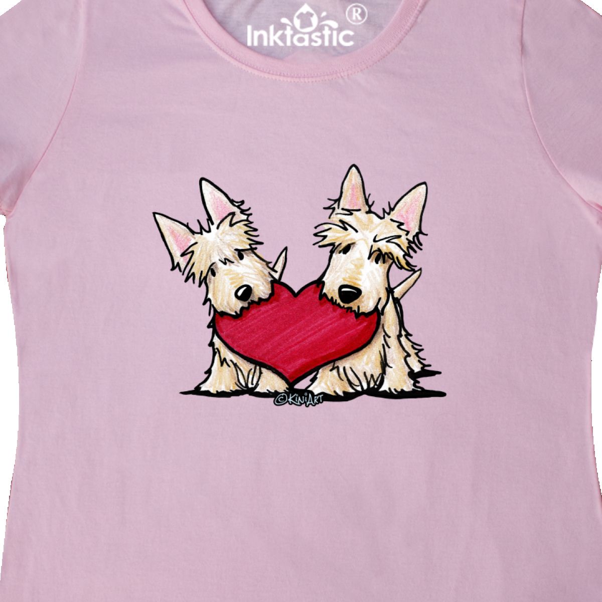 Inktastic Heartfelt Scottie Duo Women/'s T-Shirt KiniArt Scottish Terrier Dogs