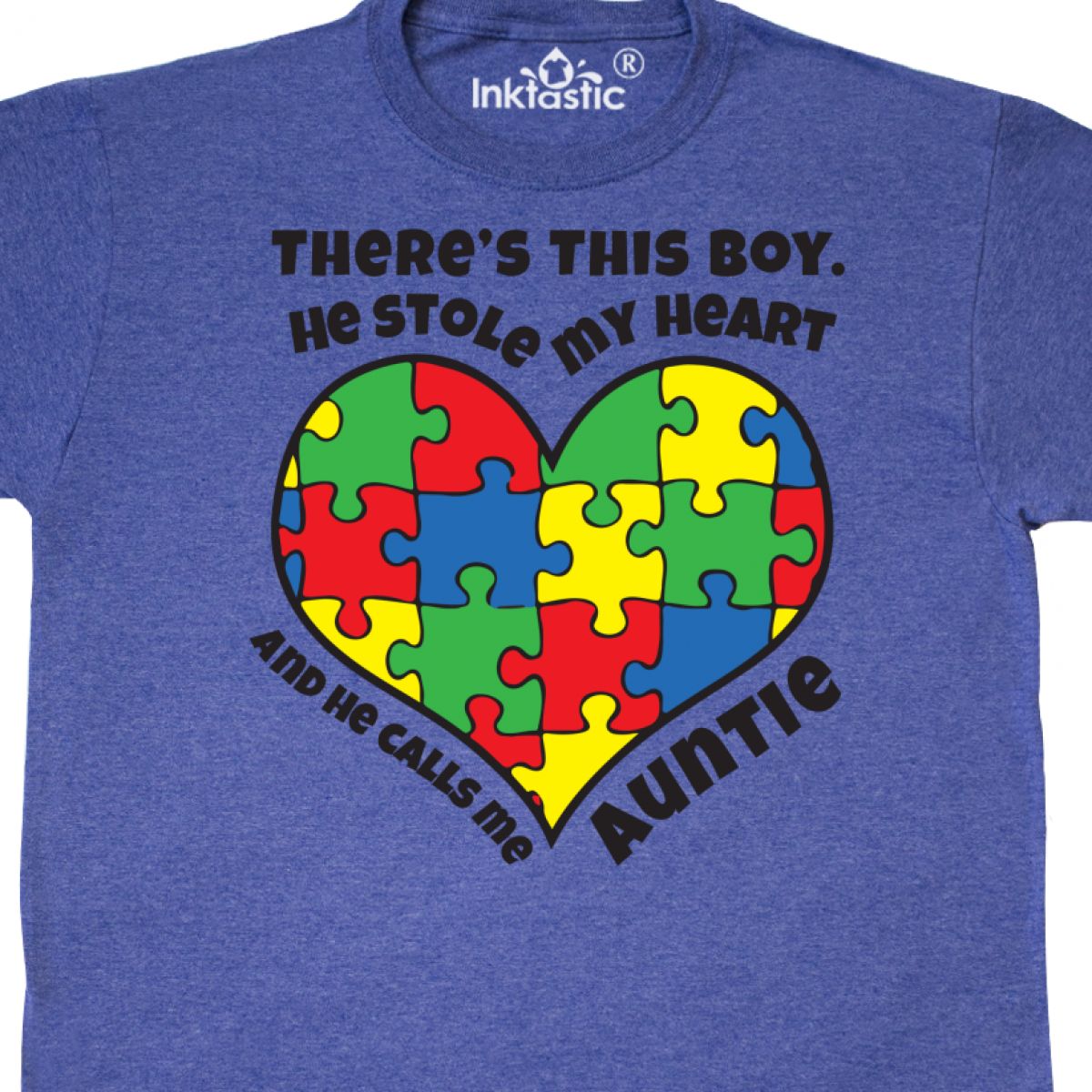 Inktastic Auntie Of Autistic Nephew T-Shirt Autism Ribbon Awareness Puzzle Piece