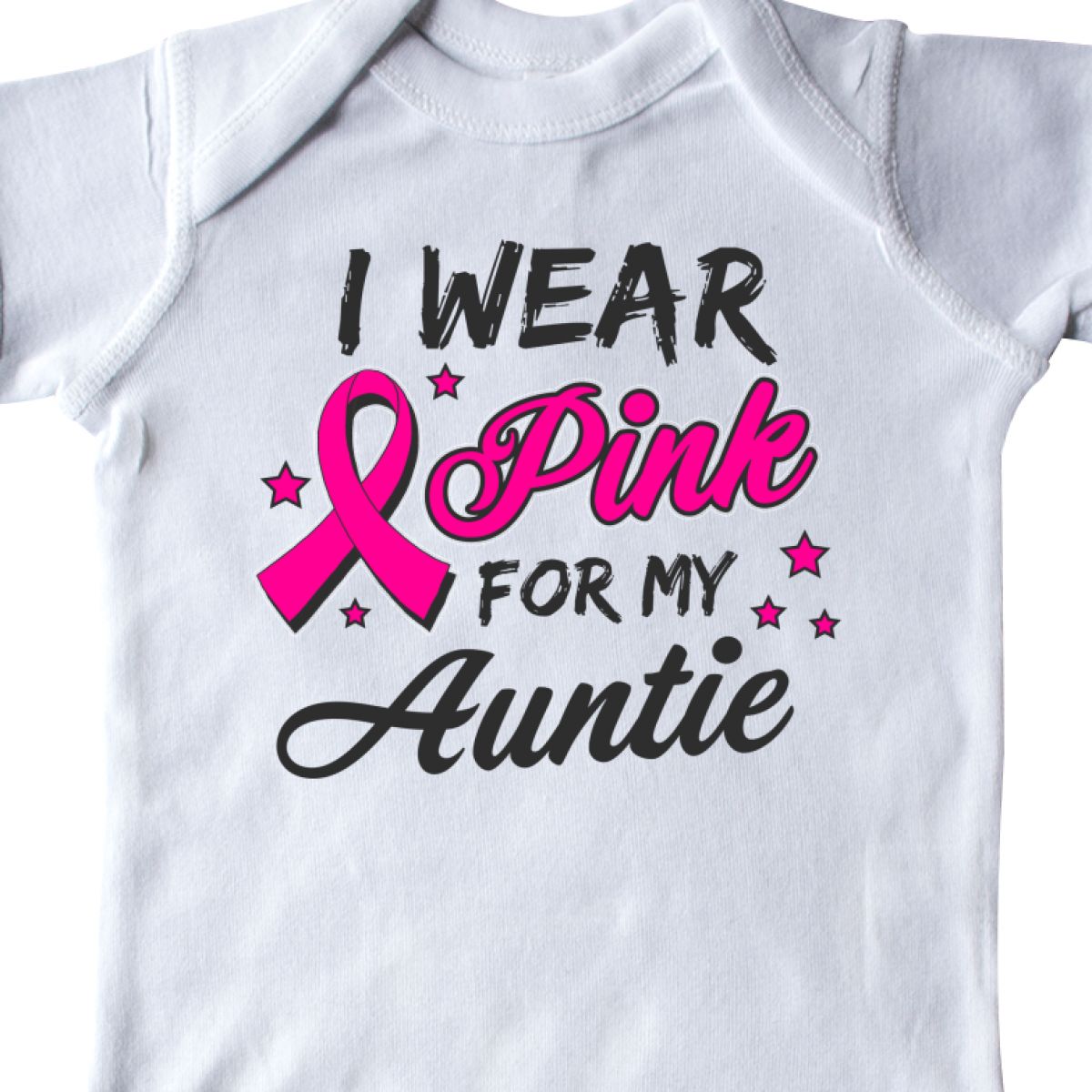Inktastic I Wear Pink For My Auntie With Ribbon And Stars Infant Creeper Breast