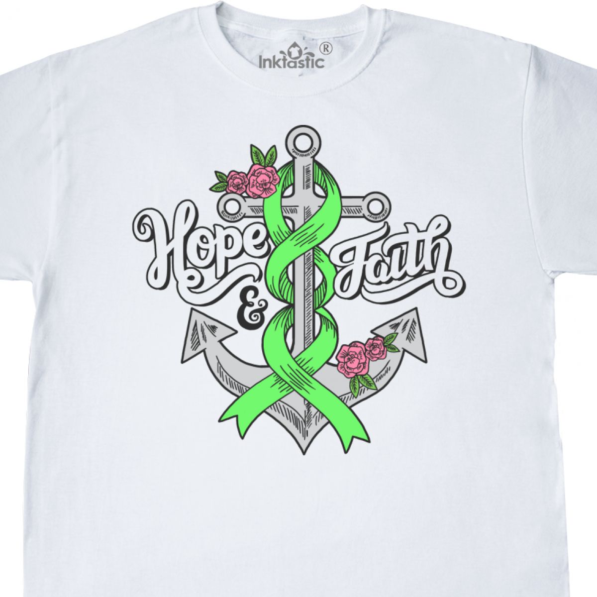 Inktastic Non Hodgkins Lymphoma Cancer Hope And Faith With Anchor Ribbon T-Shirt