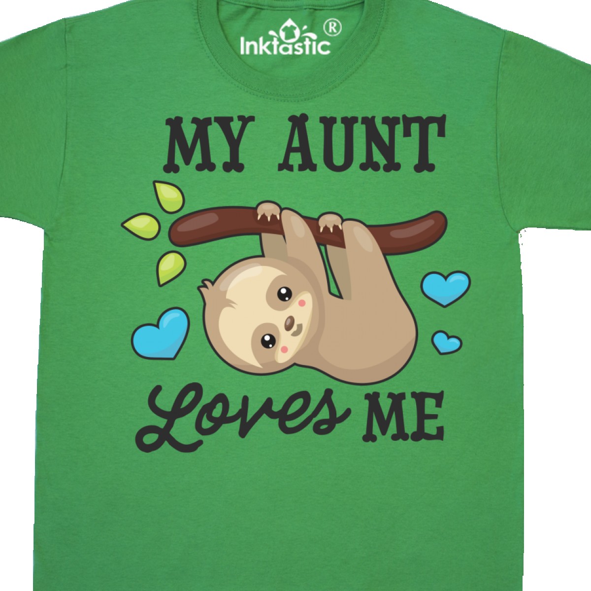 Inktastic My Aunt Loves Me With Sloth And Hearts Youth T-Shirt Animals Kids Love
