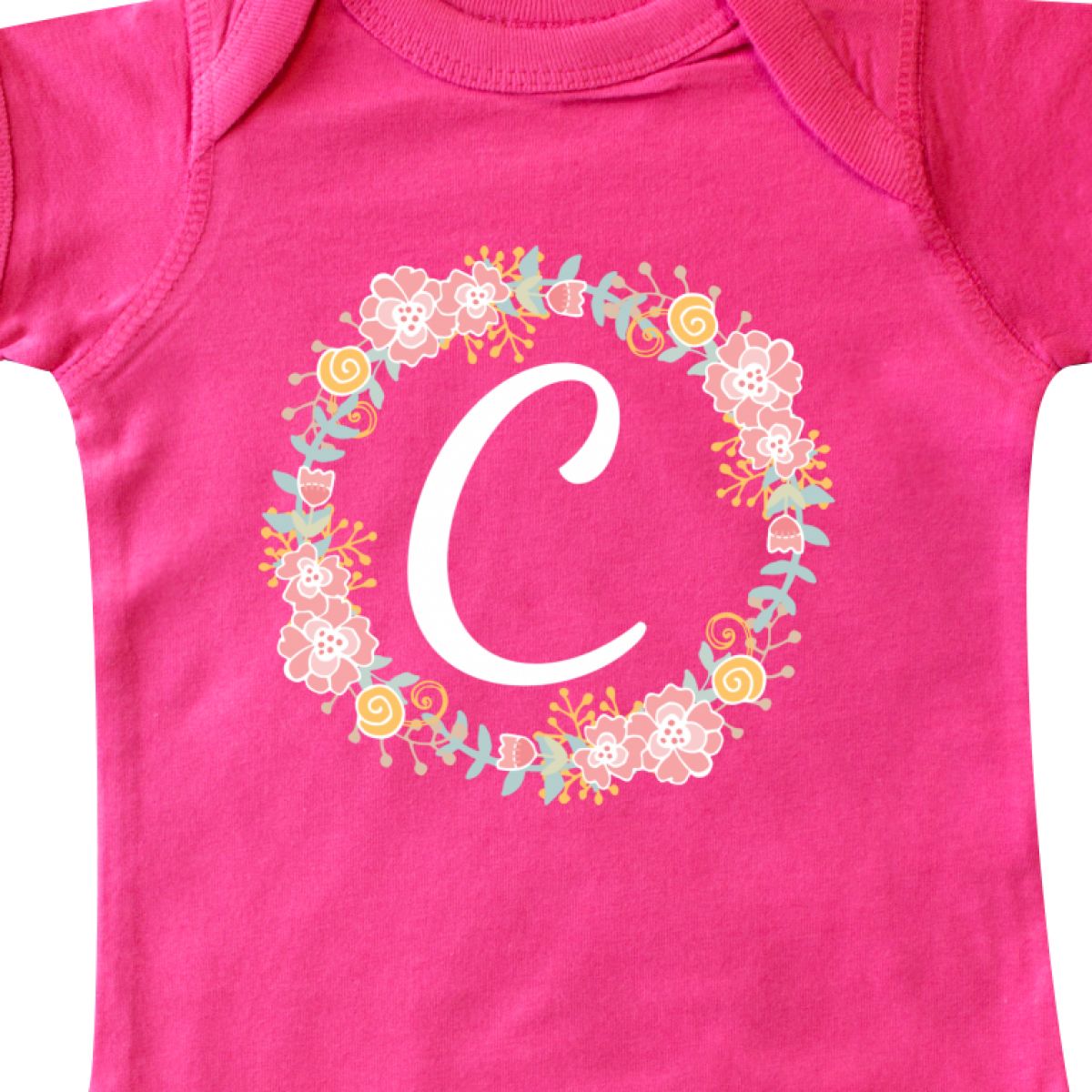 Inktastic C Monogram Alphabet Letter Rose Floral Wreath Infant Creeper Cute Name