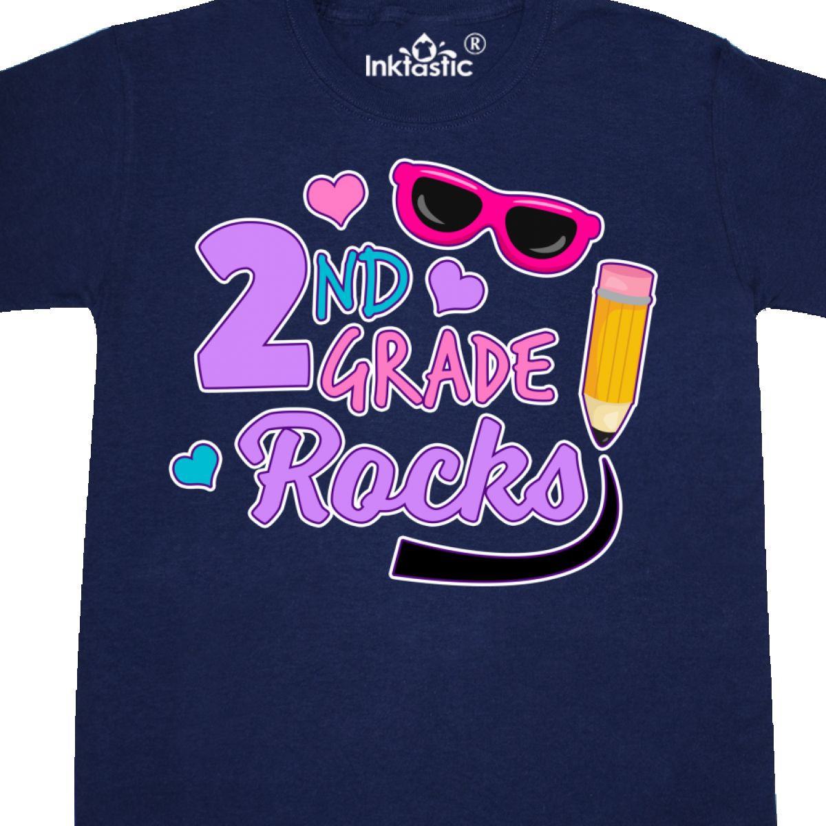 Inktastic 2nd Grade Rocks With Sunglasses And Pencil Youth T-Shirt School Back