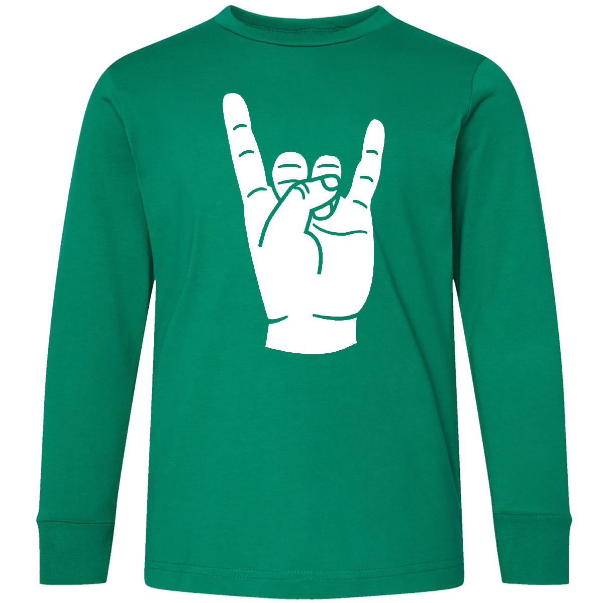 Inktastic Rocker Horns! Youth Long Sleeve T-Shirt Heavy Metal Rock N Roll Punk - Picture 2 of 4