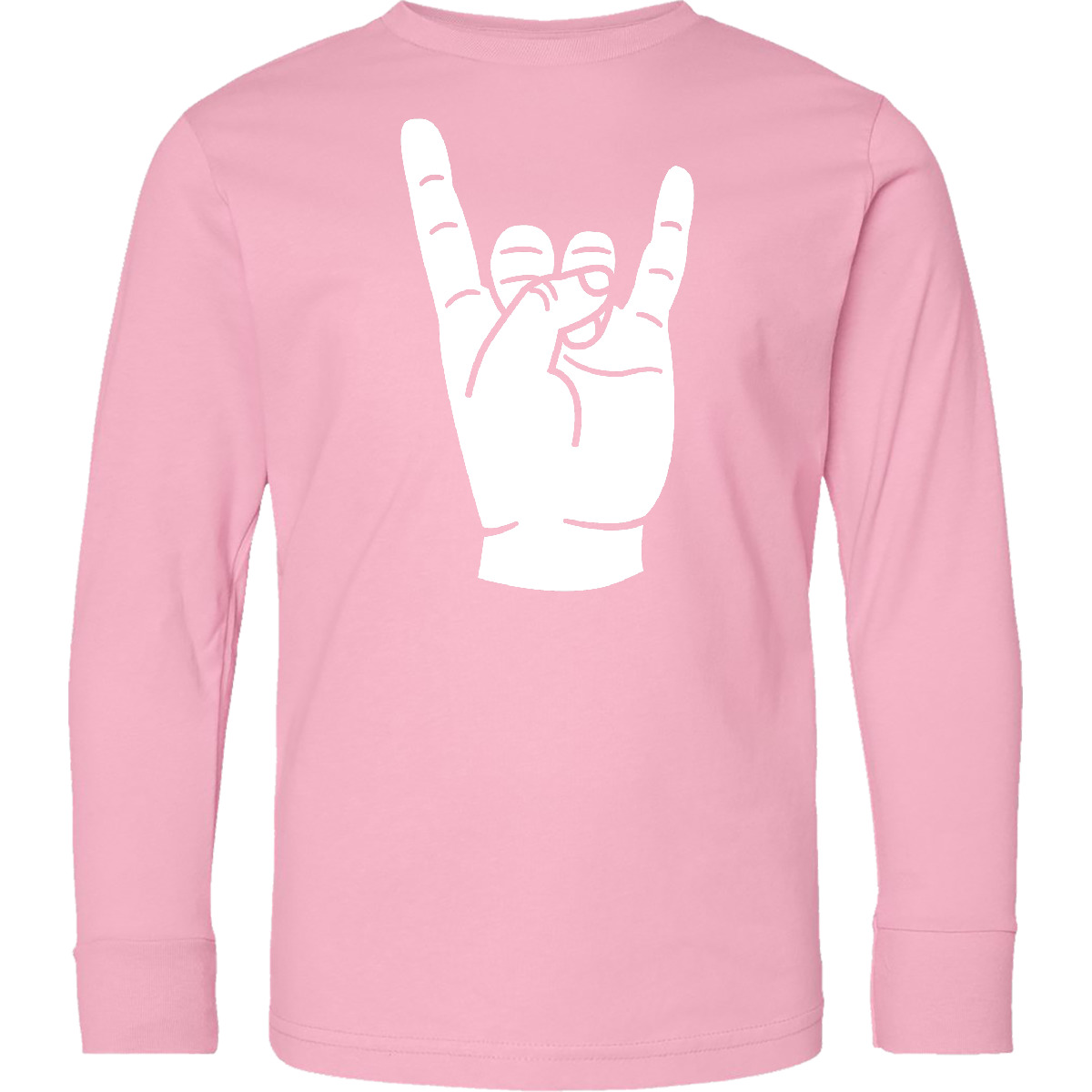 Inktastic Rocker Horns! Youth Long Sleeve T-Shirt Heavy Metal Rock N Roll Punk - Picture 3 of 4
