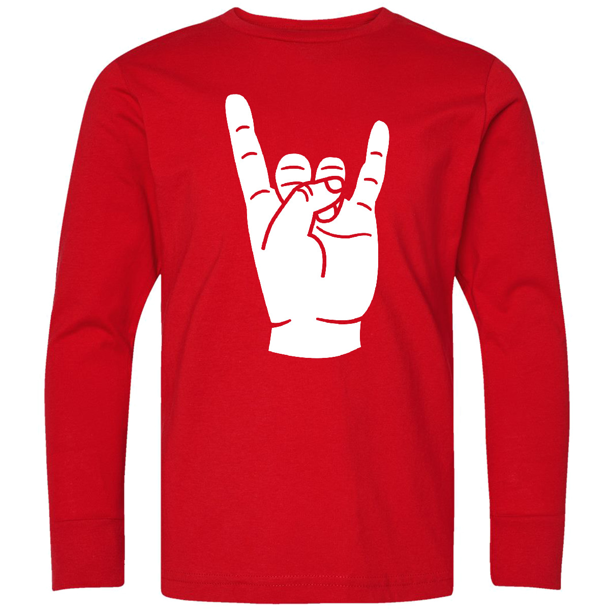 Inktastic Rocker Horns! Youth Long Sleeve T-Shirt Heavy Metal Rock N Roll Punk - Picture 4 of 4