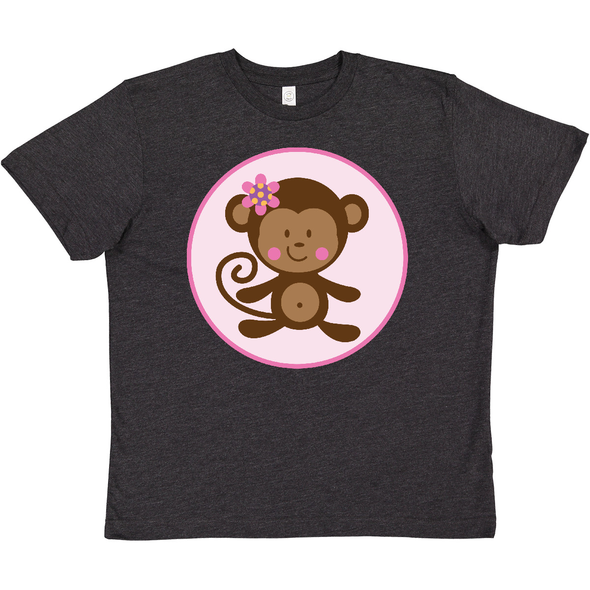 Inktastic Monkey Girl Youth T-Shirt Lover Animal Girls Pink Cute Zoo Jungle Pets - Picture 3 of 5