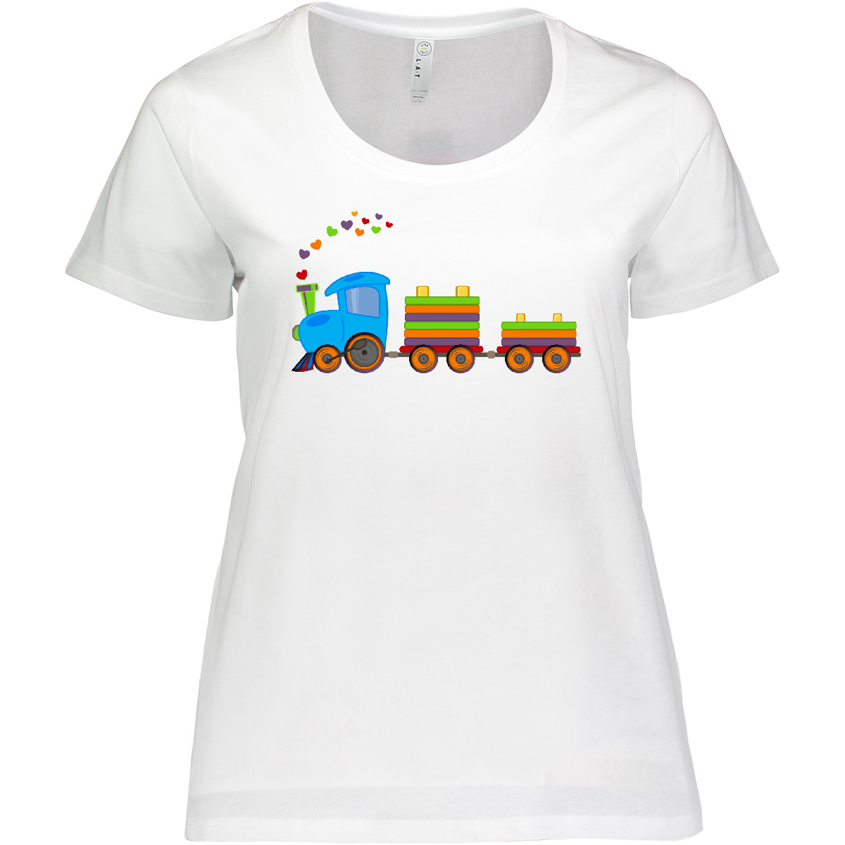 Inktastic Colorful Toy Train Women's Plus Size T-Shirt Choo Engine I Love Kids