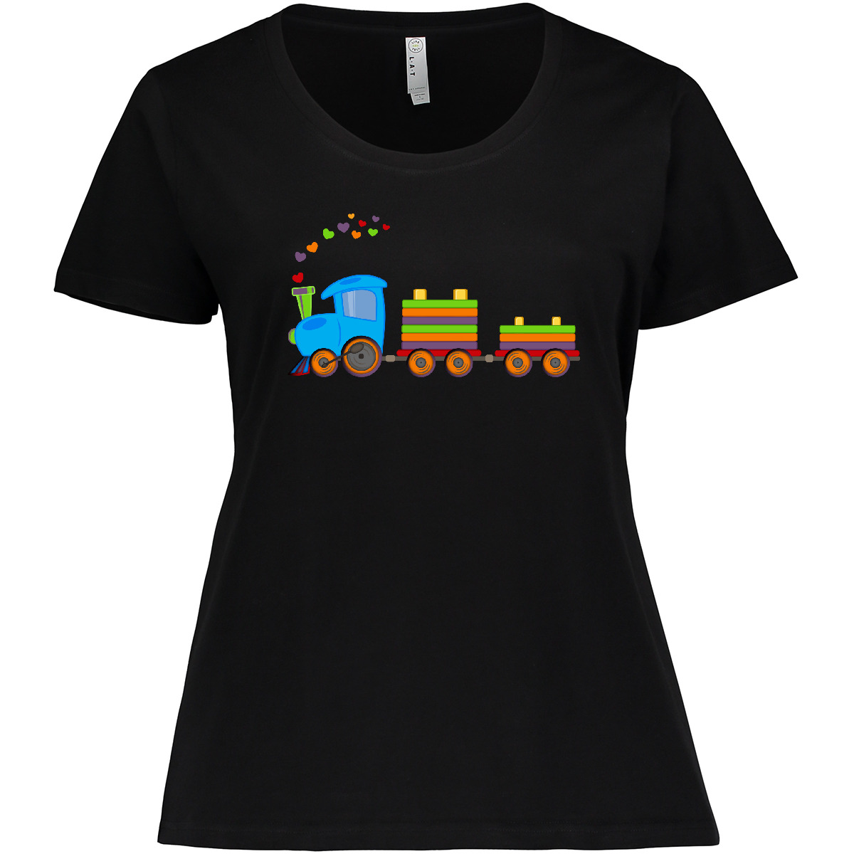 Inktastic Colorful Toy Train Women's Plus Size T-Shirt Choo Engine I Love Kids