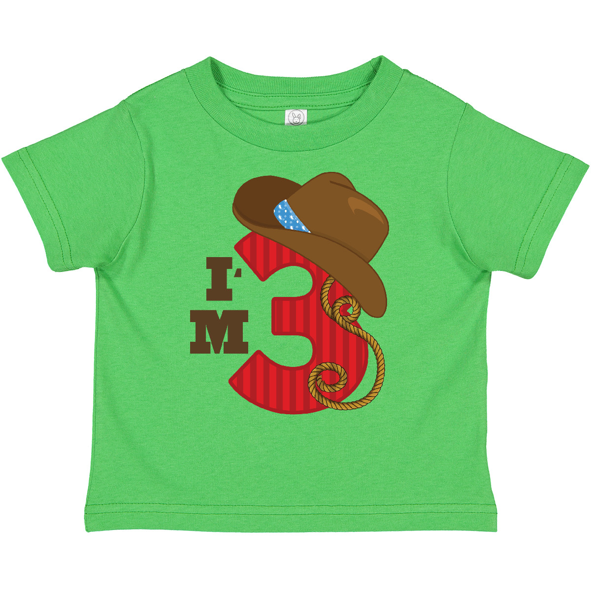 Inktastic Cowboy 3rd Birthday I'm Three Toddler T-Shirt Third Hat Western Lasso - Picture 2 of 11