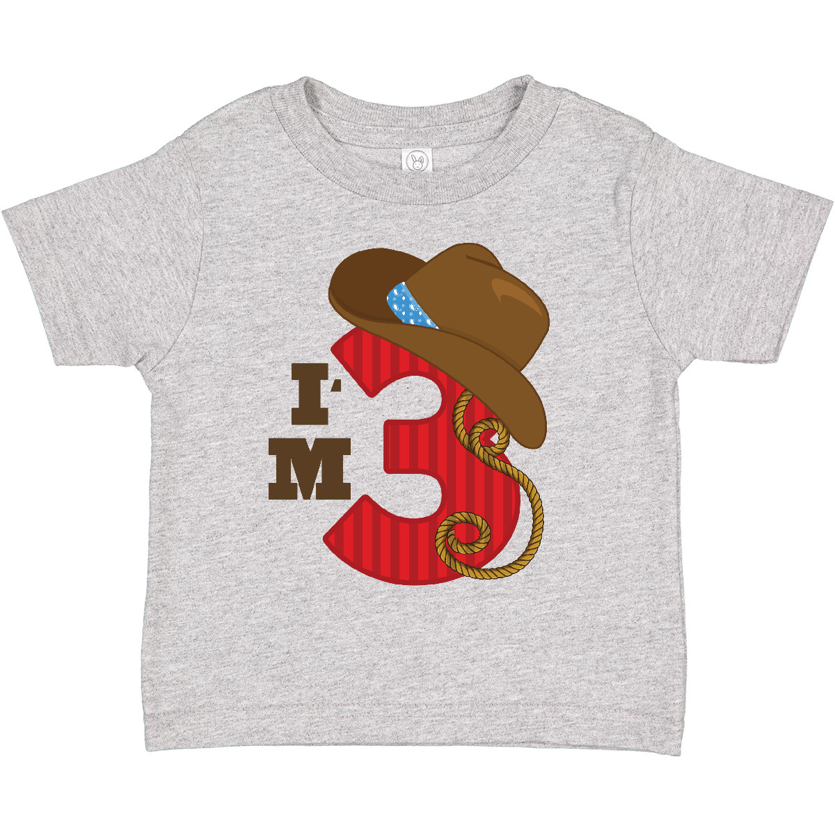 Inktastic Cowboy 3rd Birthday I'm Three Toddler T-Shirt Third Hat Western Lasso - Picture 3 of 11