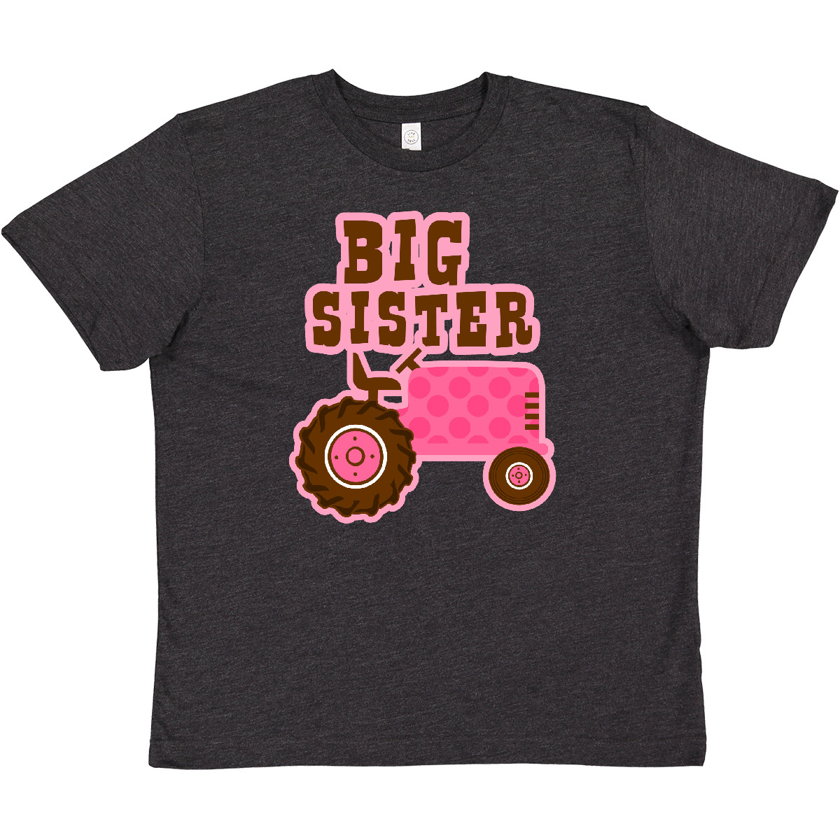 Inktastic Pink Tractor Big Sister Youth T-Shirt Farm Cute Polka Dot Tee Kids - Picture 4 of 4