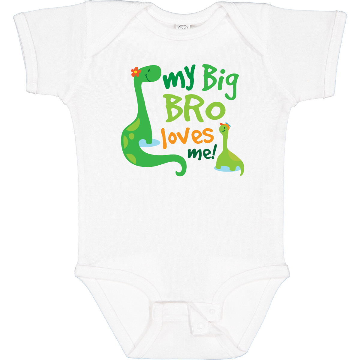 Inktastic My Big Bro Loves Me Dinosaur Brother Baby Bodysuit Little Siblings - Picture 6 of 6