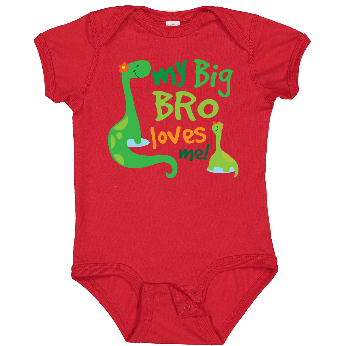 Inktastic My Big Bro Loves Me Dinosaur Brother Baby Bodysuit Little Siblings - Picture 5 of 6