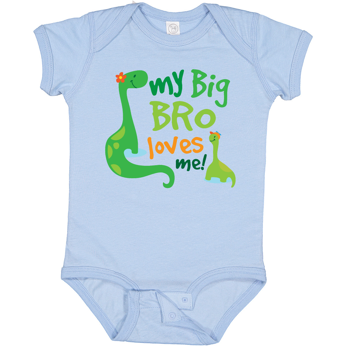 Inktastic My Big Bro Loves Me Dinosaur Brother Baby Bodysuit Little Siblings - Picture 3 of 6