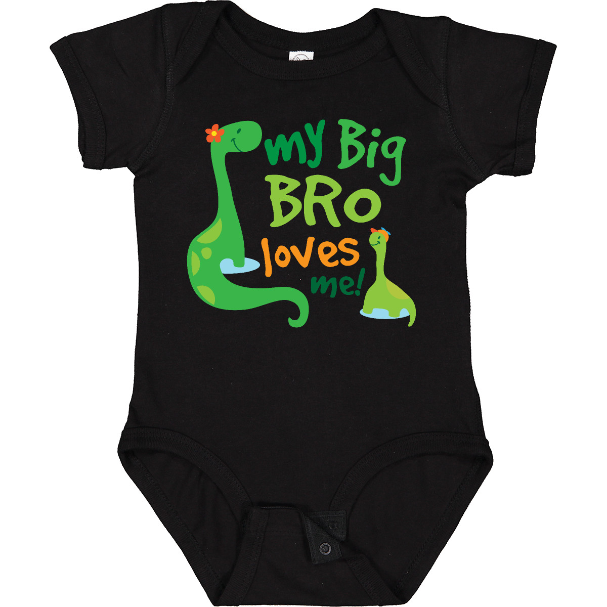 Inktastic My Big Bro Loves Me Dinosaur Brother Baby Bodysuit Little Siblings - Picture 2 of 6