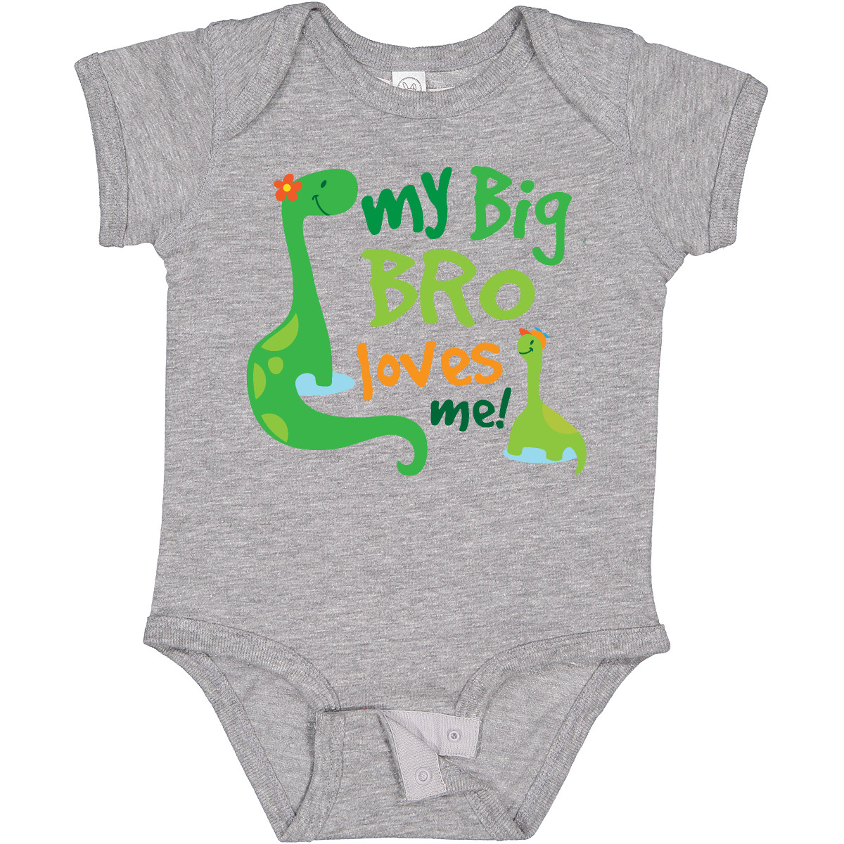 Inktastic My Big Bro Loves Me Dinosaur Brother Baby Bodysuit Little Siblings - Picture 4 of 6