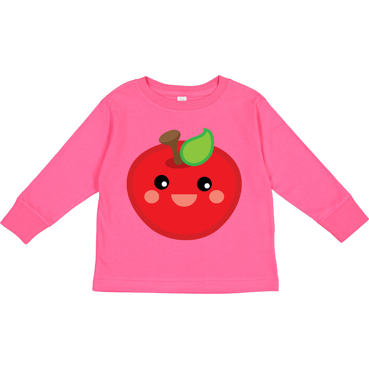 Inktastic Smiling Apple Toddler Long Sleeve T-Shirt Fruit Happy Teacher Student - Picture 4 of 5