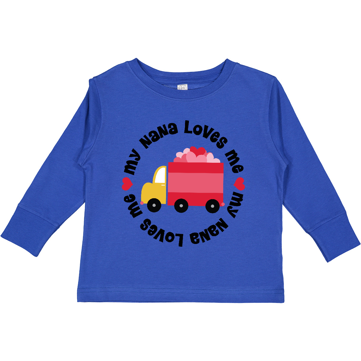 Inktastic My Nana Loves Me Valentine Toddler Long Sleeve T-Shirt Grandchild Dark
