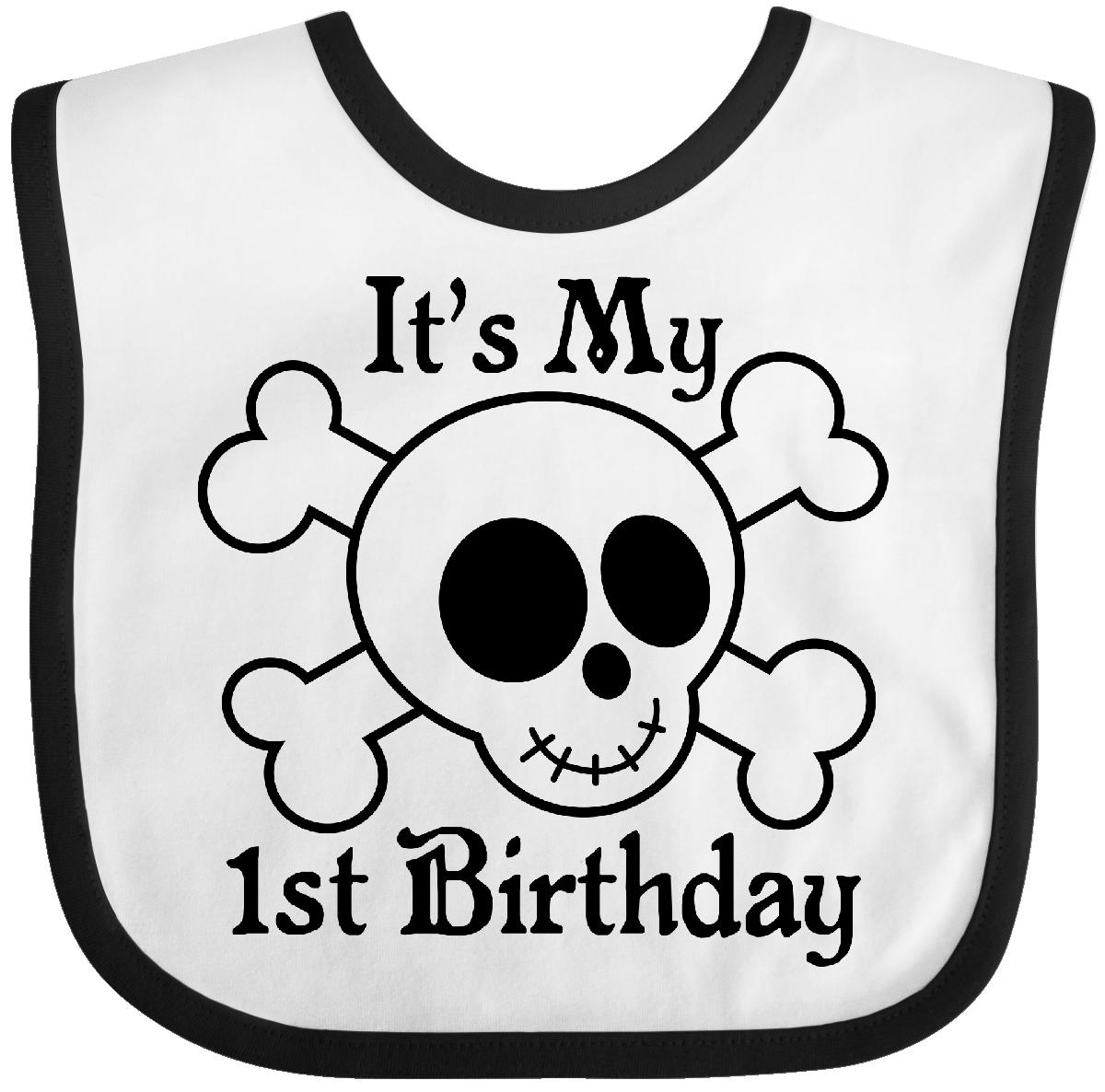 inktastic 1st birthday pirate skull baby bib and crossbones