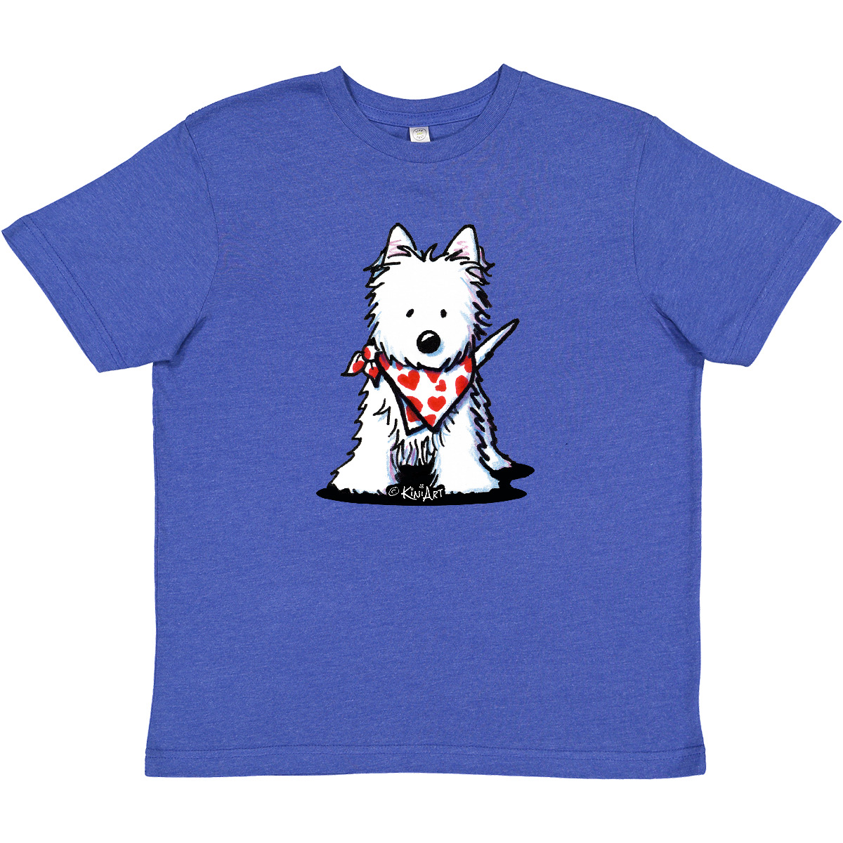 Inktastic Westie In Bandana Youth T-Shirt - KiniArt Valentine Dog Terrier Day - Picture 2 of 2