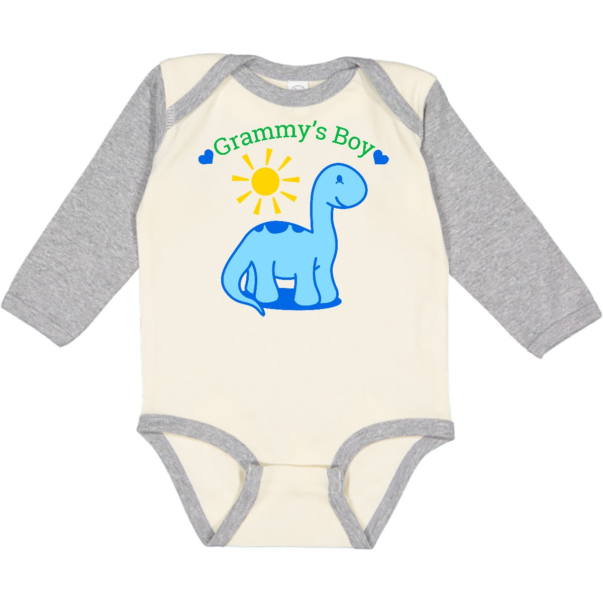 Inktastic Grammy's Boy Long Sleeve Creeper Dino Dinosaur Grammy Grandma - Picture 4 of 5