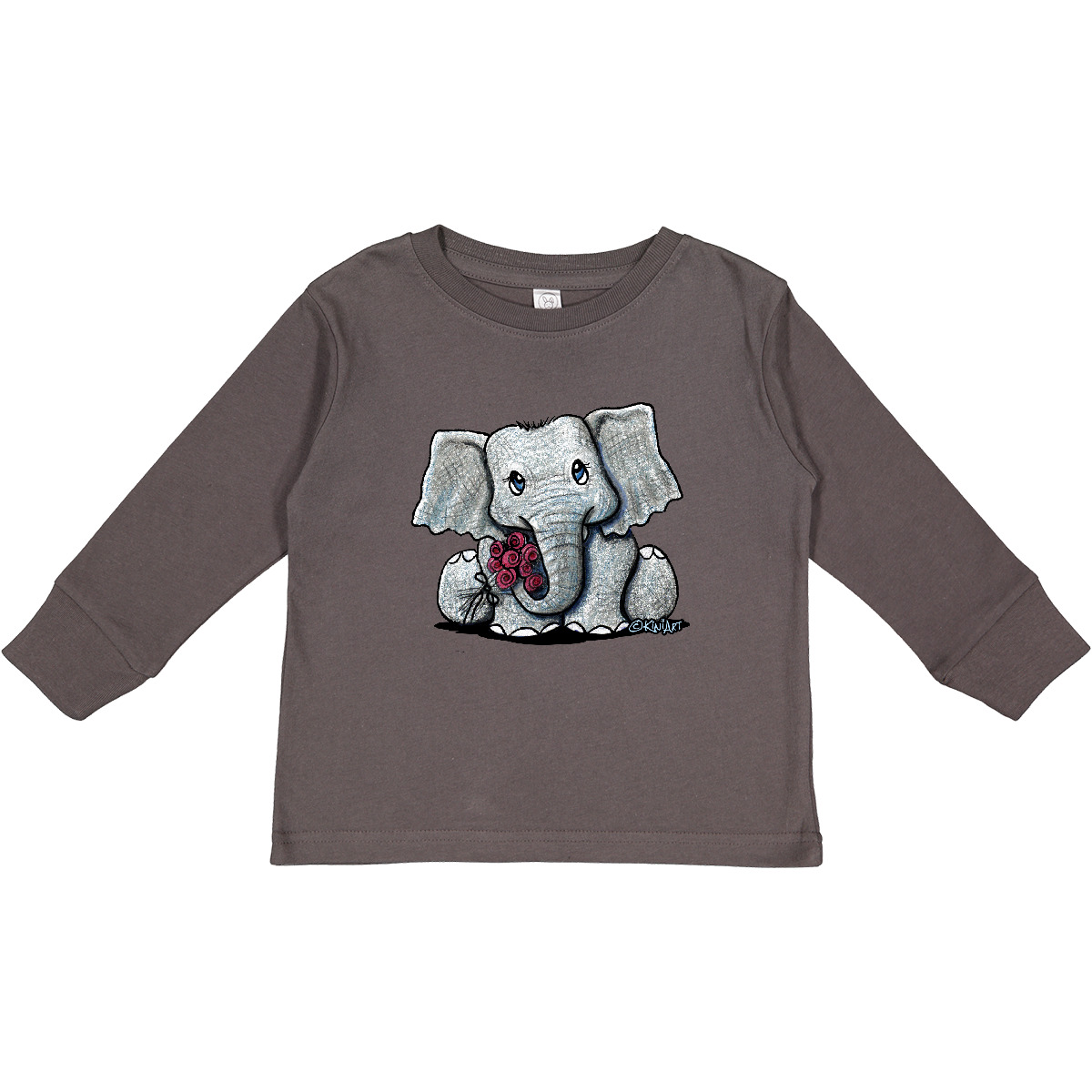 Inktastic KiniArt Elephant Toddler Long Sleeve T-Shirt - KiniArt Cute With Light - Picture 3 of 7