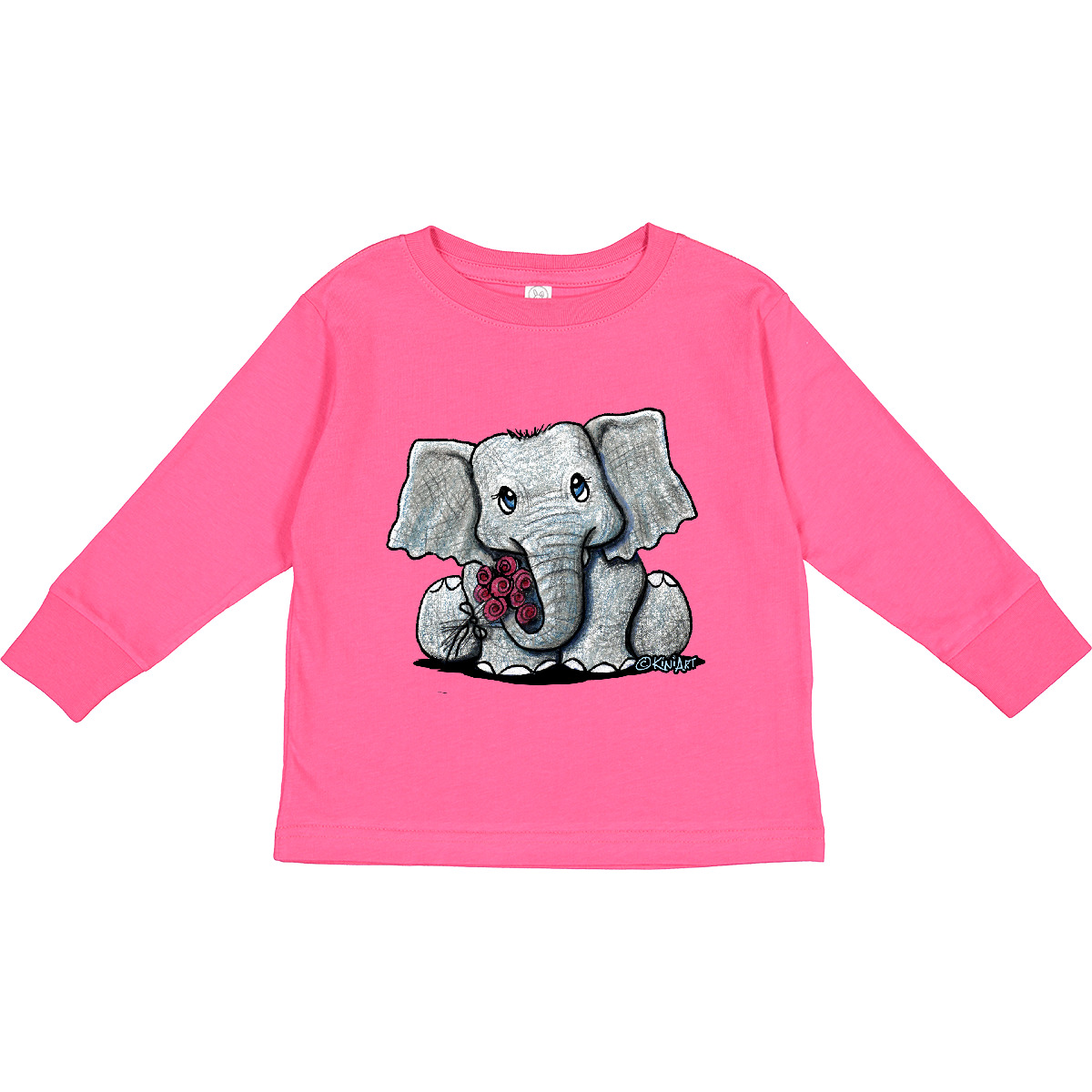 Inktastic KiniArt Elephant Toddler Long Sleeve T-Shirt - KiniArt Cute With Light - Picture 4 of 7