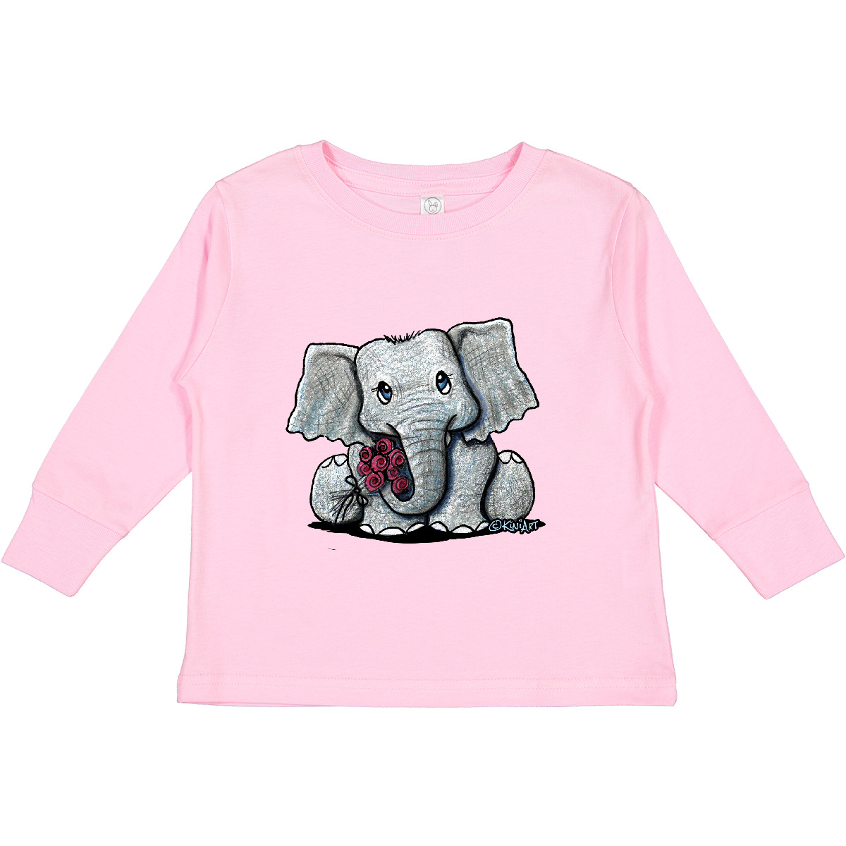 Inktastic KiniArt Elephant Toddler Long Sleeve T-Shirt - KiniArt Cute With Light - Picture 5 of 7