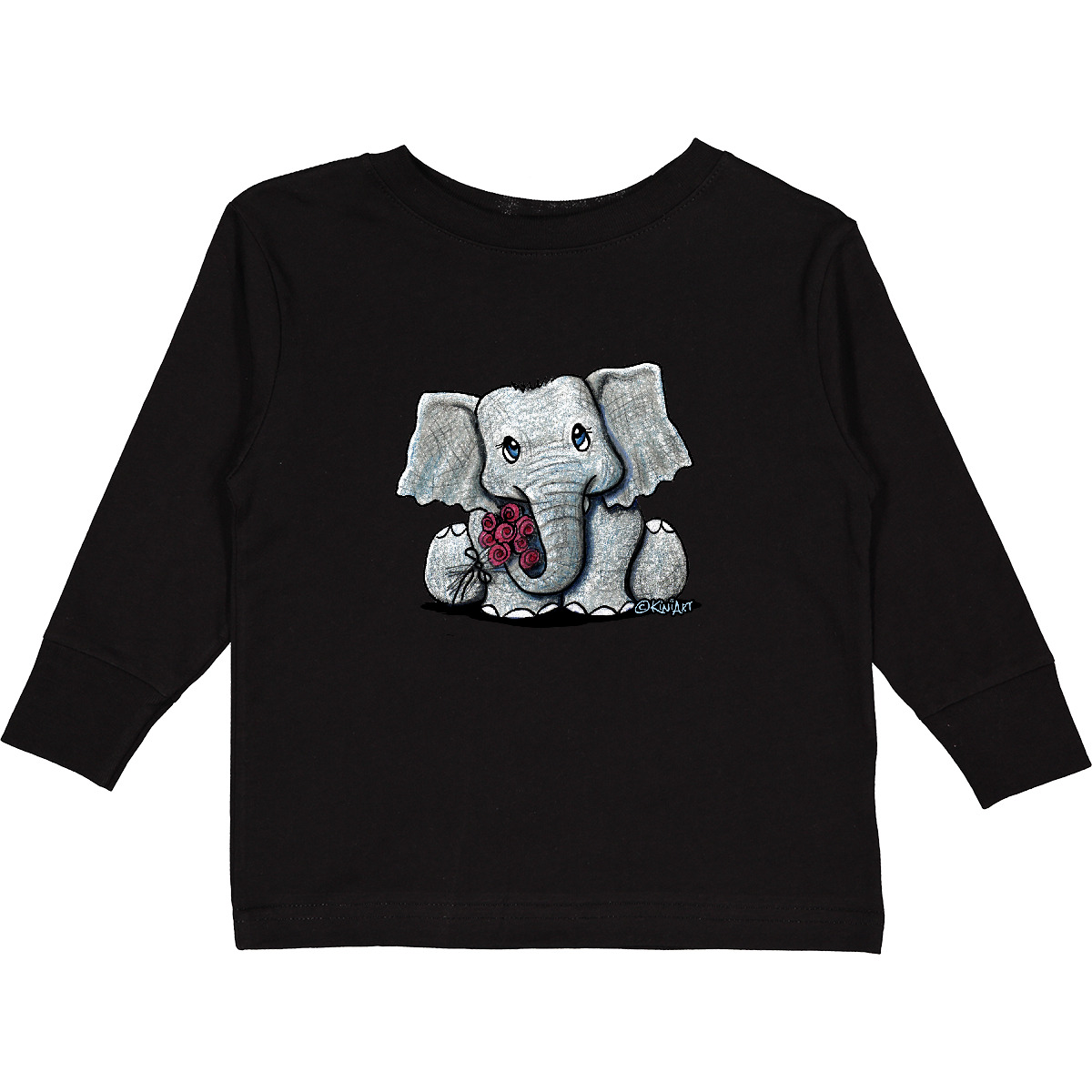 Inktastic KiniArt Elephant Toddler Long Sleeve T-Shirt - KiniArt Cute With Light - Picture 2 of 7