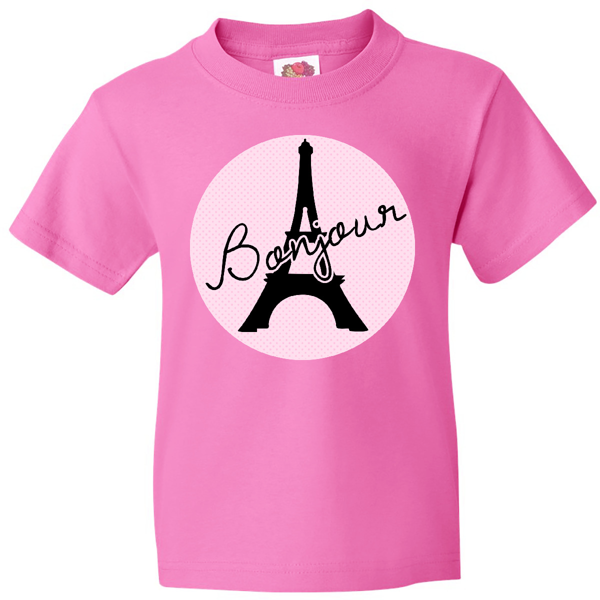 Inktastic Bonjour Youth T-Shirt Paris Eiffel Tower Hello France French Tee Kids - Picture 2 of 4