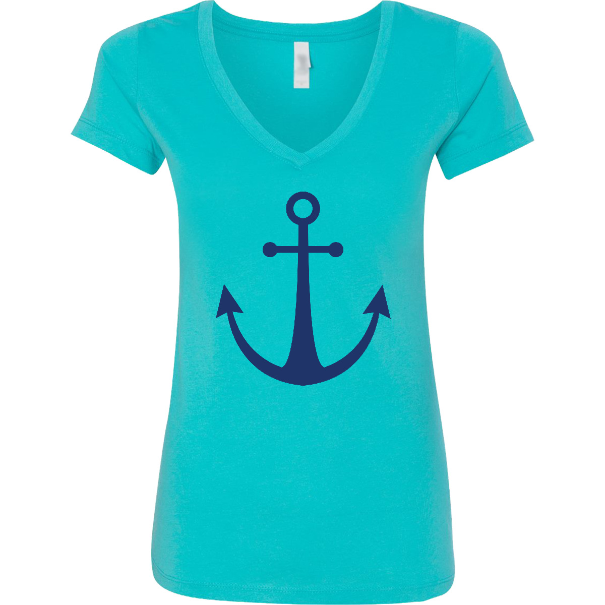 Inktastic Anchor Nautical Women’s V-Neck T-Shirt Ocean Sailing Sail Beach Navy