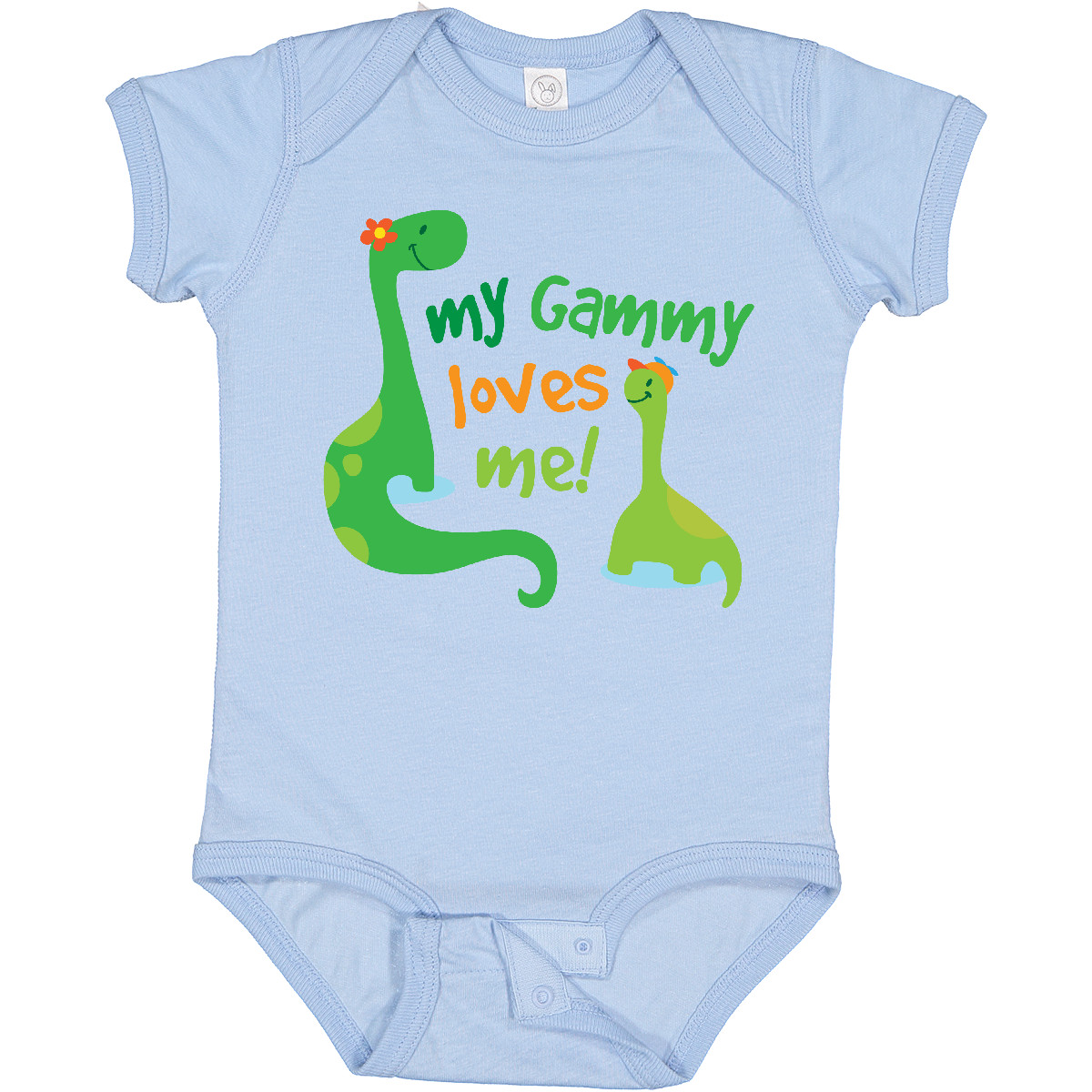 Inktastic My Gammy Loves Me Grandson Dinosaur Baby Bodysuit From Cute ...