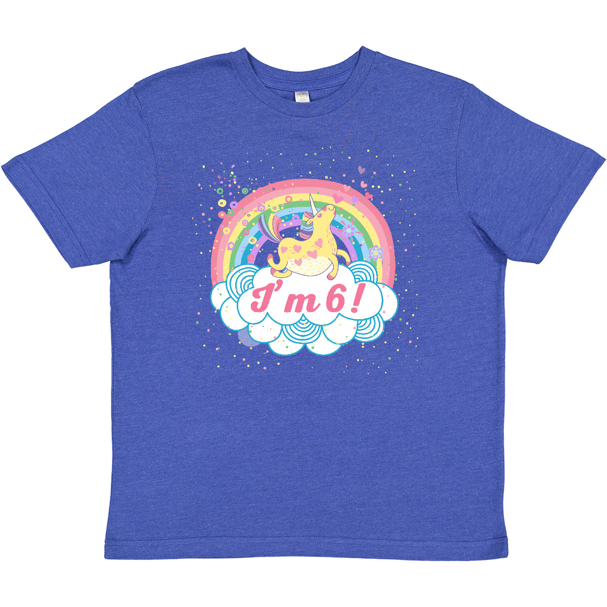 Inktastic 6th Birthday Unicorn Rainbow Girls Youth T-Shirt Party Six 6 Pastel Im - Picture 3 of 3