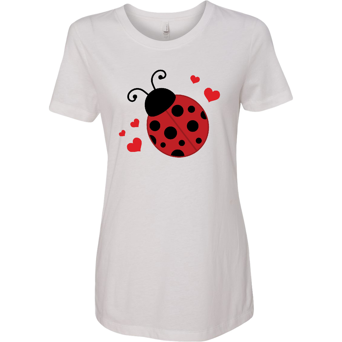 Inktastic Lady Bug And Hearts Women’s T-Shirt Ladybug Lover Bugs Insects Cute