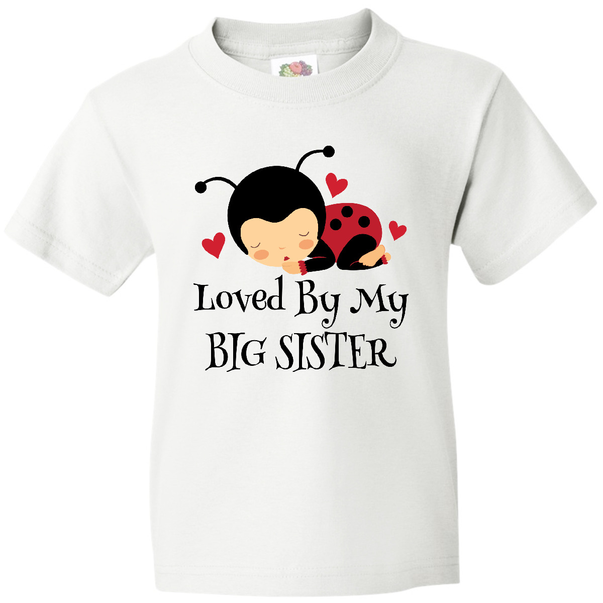 Inktastic Little Sister Ladybug Youth T-Shirt Sis Lil Loved By My Big New Baby - Picture 2 of 2