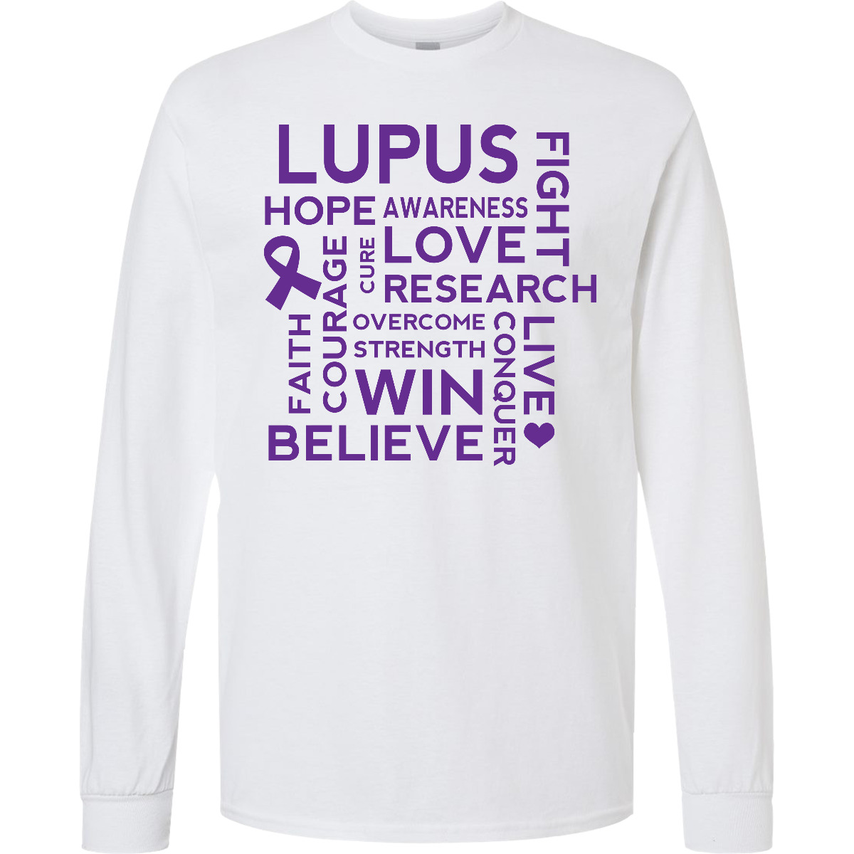 Inktastic Lupus Awareness Walk Slogan Ribbon Long Sleeve T-Shirt Fight Event Tee