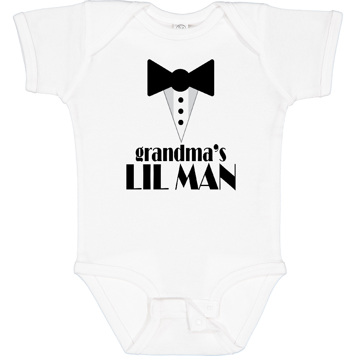 Inktastic Grandma's Lil Man Baby Bodysuit Childs Tuxedo Bow Tie Kids One-piece - Picture 6 of 7
