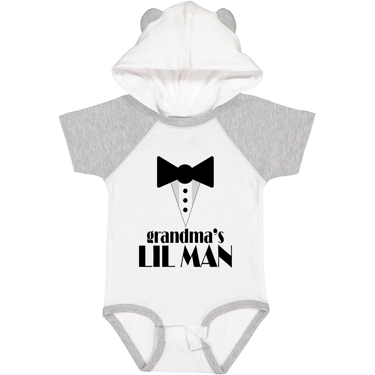 Inktastic Grandma's Lil Man Baby Bodysuit Childs Tuxedo Bow Tie Kids One-piece - Picture 7 of 7