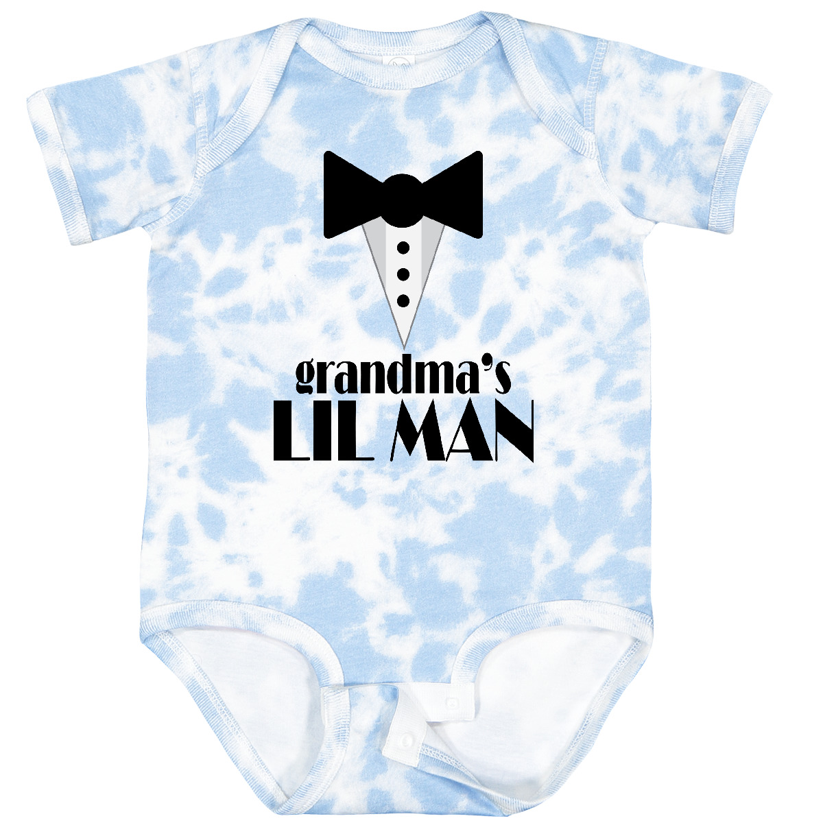 Inktastic Grandma's Lil Man Baby Bodysuit Childs Tuxedo Bow Tie Kids One-piece - Picture 5 of 7