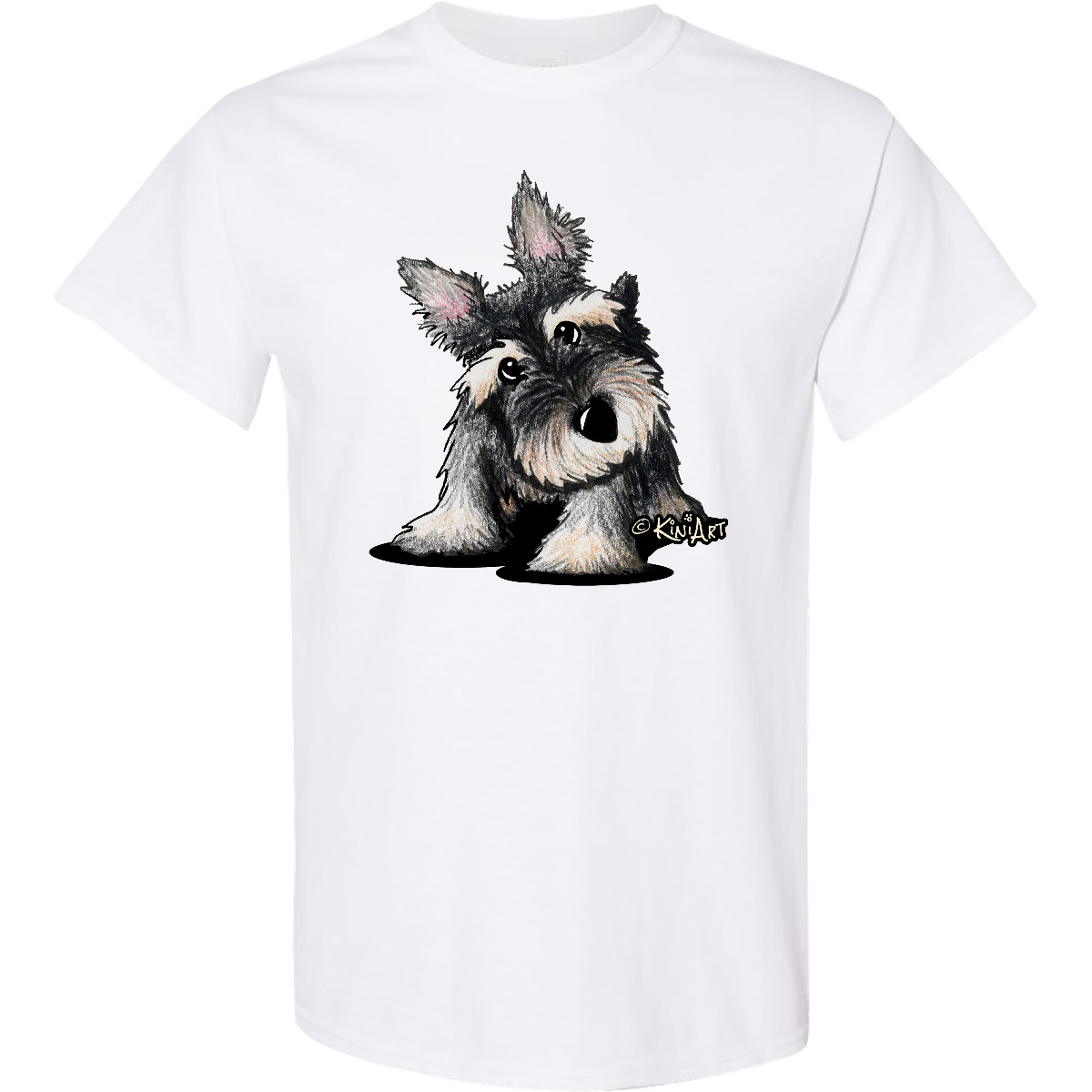 Inktastic Curious Schnauzer T-Shirt – KiniArt Schnauzers Dog Dogs Kim Niles Mini