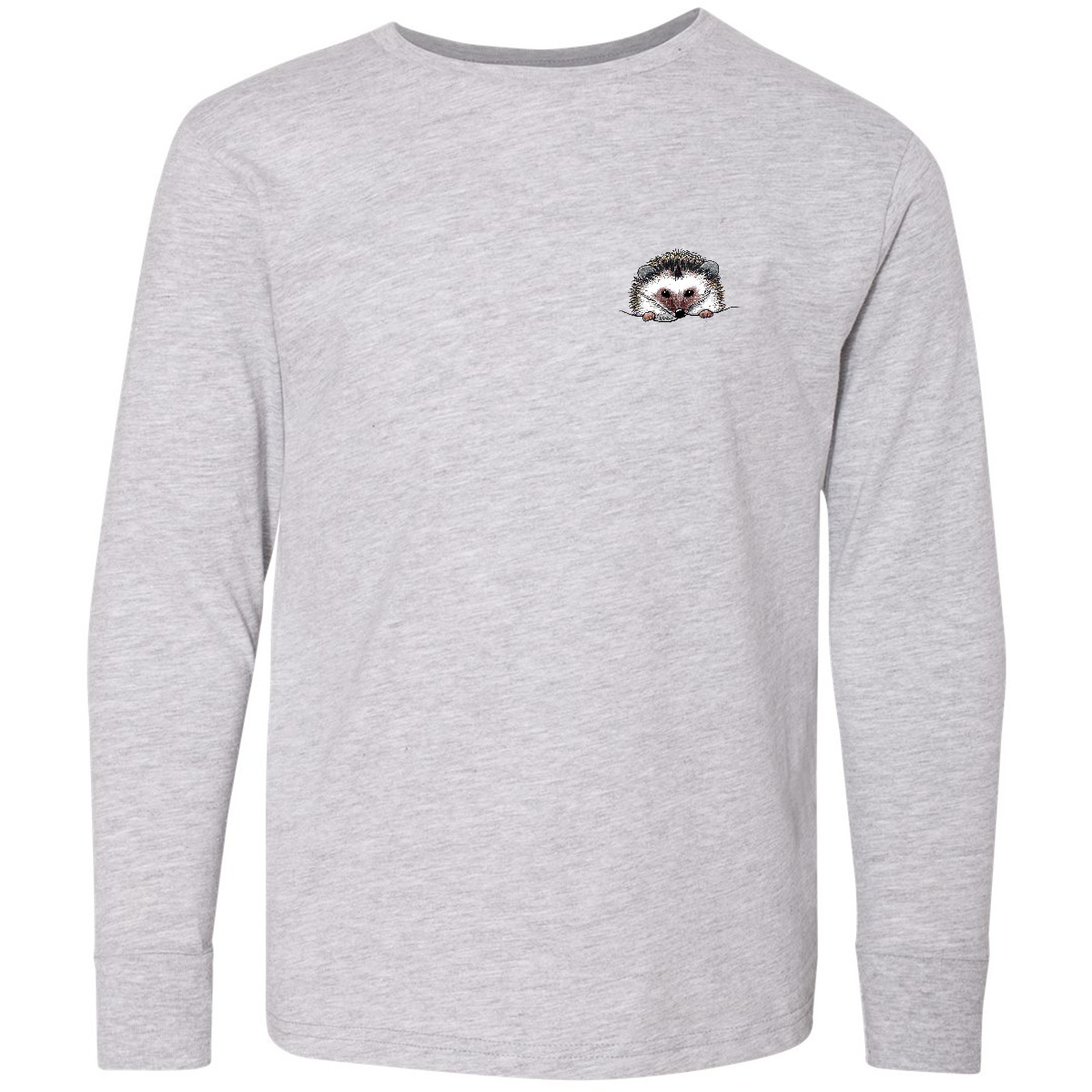 Inktastic Pocket Hedgehog Youth Long Sleeve T-Shirt - KiniArt Illusion Hedgie - Picture 2 of 6