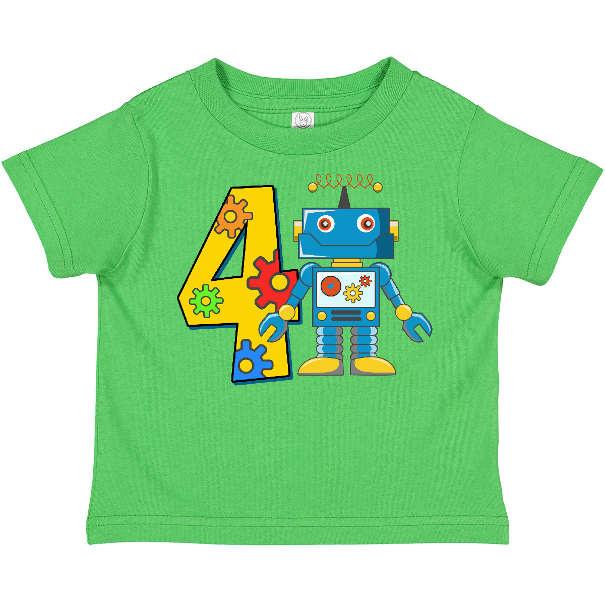 Inktastic 4th Birthday Robot Toddler T-Shirt 4 Fourth Four Gift Child Kid - Picture 2 of 12