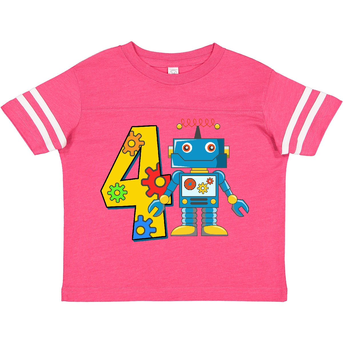 Inktastic 4th Birthday Robot Toddler T-Shirt 4 Fourth Four Gift Child Kid - Picture 6 of 12