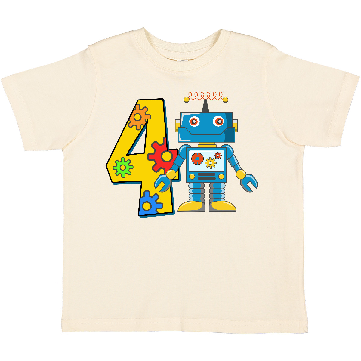 Inktastic 4th Birthday Robot Toddler T-Shirt 4 Fourth Four Gift Child Kid - Picture 9 of 12