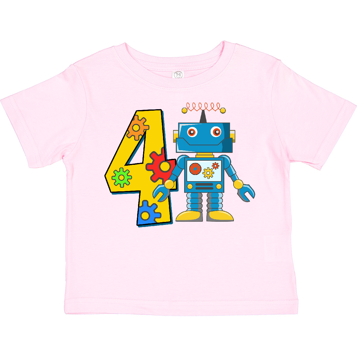 Inktastic 4th Birthday Robot Toddler T-Shirt 4 Fourth Four Gift Child Kid - Picture 10 of 12