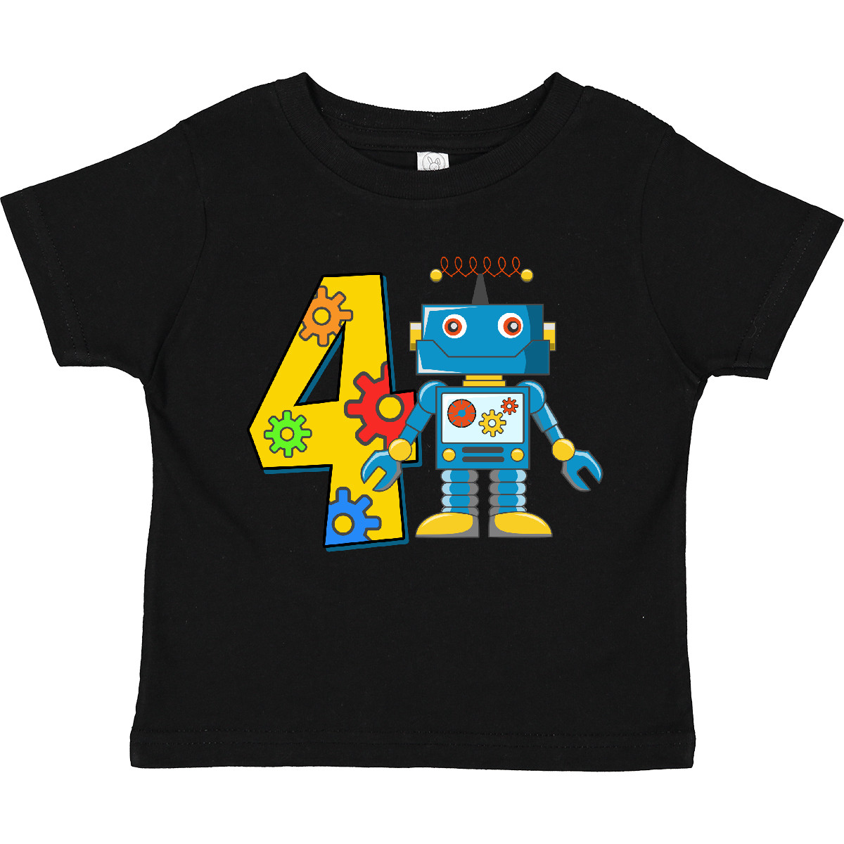 Inktastic 4th Birthday Robot Toddler T-Shirt 4 Fourth Four Gift Child Kid - Picture 3 of 12