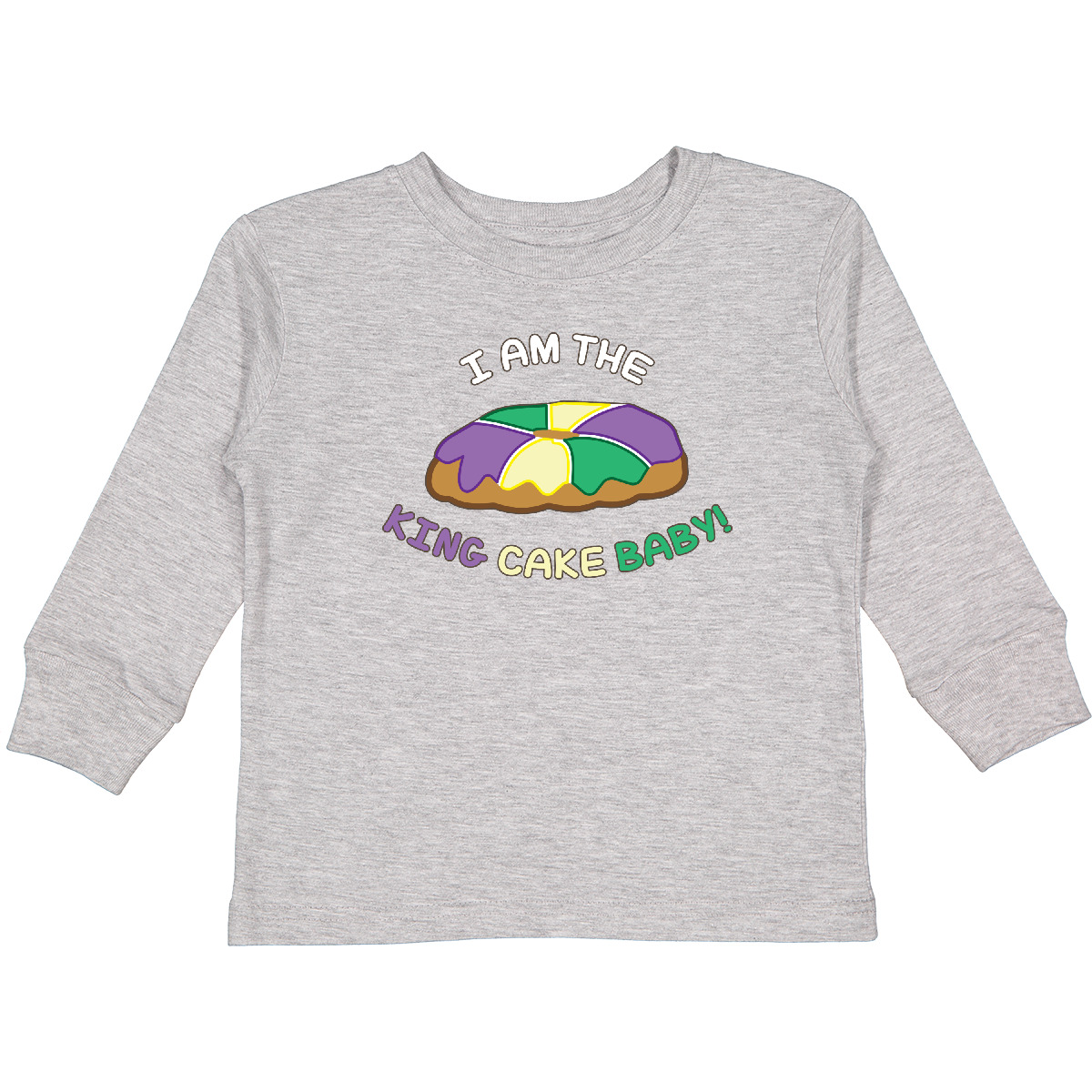 Inktastic I Am The King Cake Baby Toddler Long Sleeve T-Shirt Cute New Orleans - Picture 5 of 9